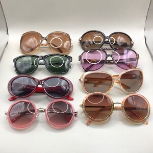 Bundle lot 8 mostly retro & fun funky sunglasses variety of brands and styles.